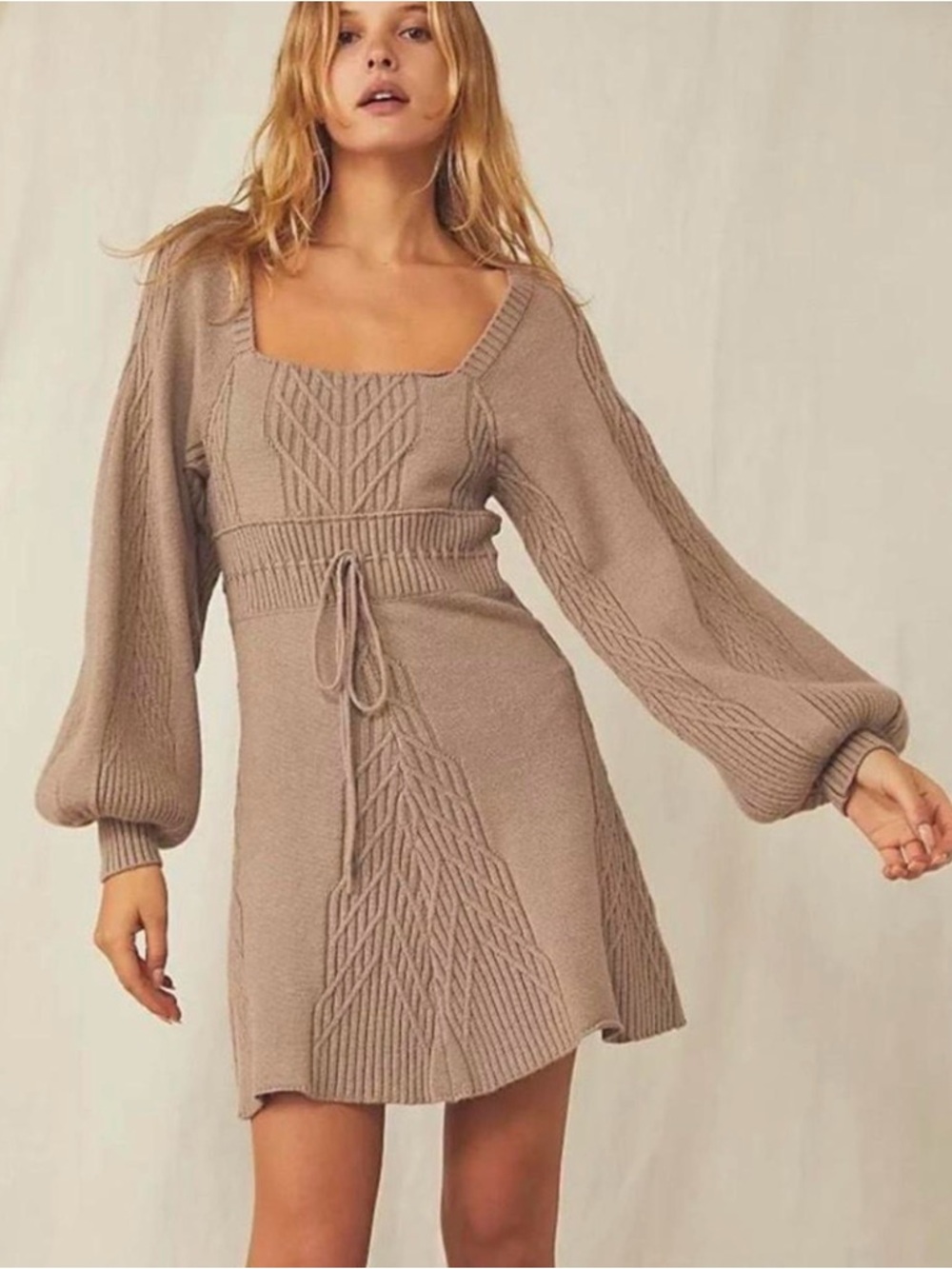 Free People Knit Sweater Dress in Taupe